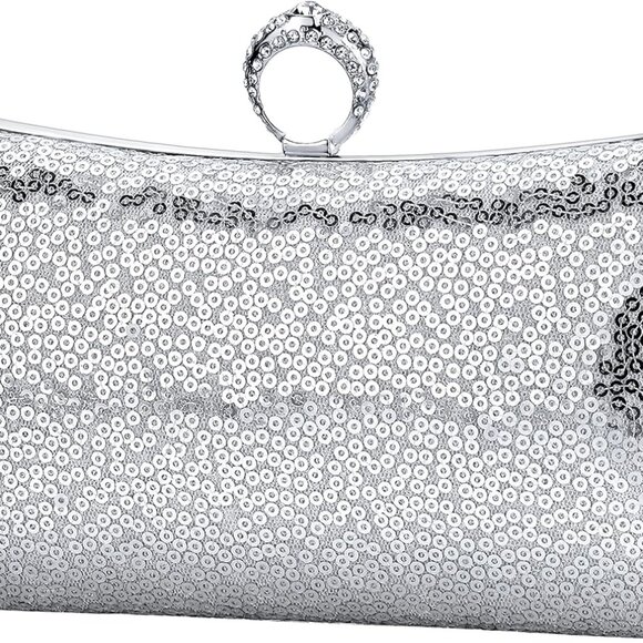 Sparkling 7x5 Silver Clutch Handbag for Weddings and Prom - Lightweight Beauty - Picture 1 of 5